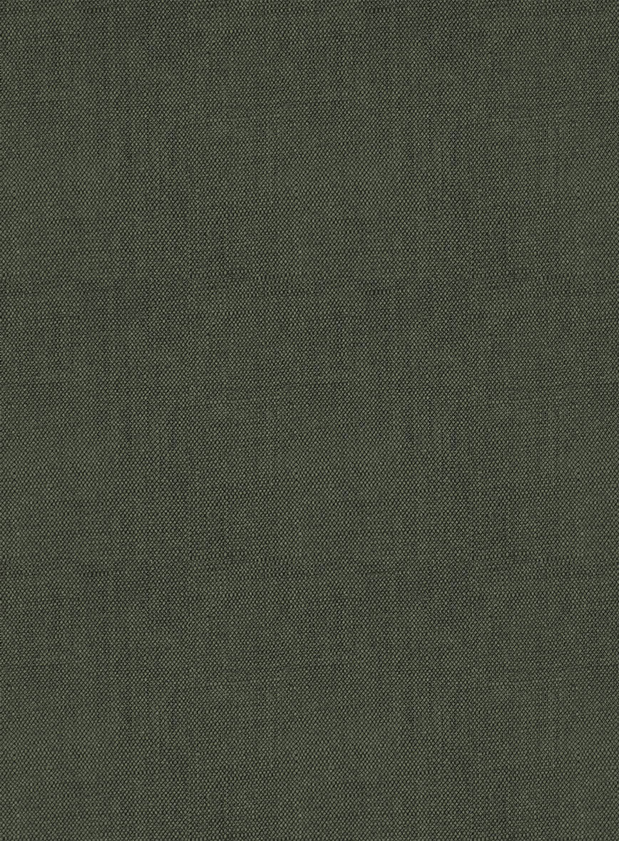 Italian Dark Green Linen Highland Trousers - StudioSuits