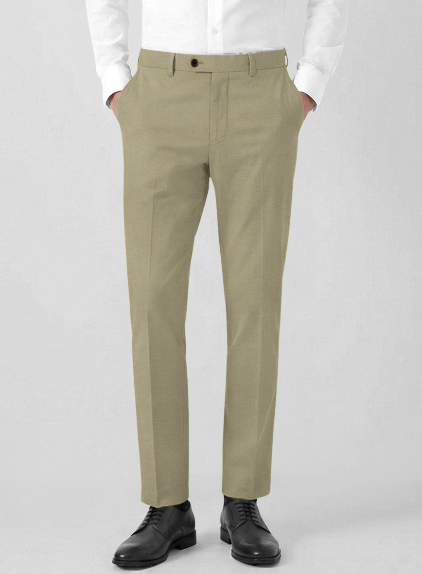 Italian Dark Tan Cotton Stretch Pants - StudioSuits