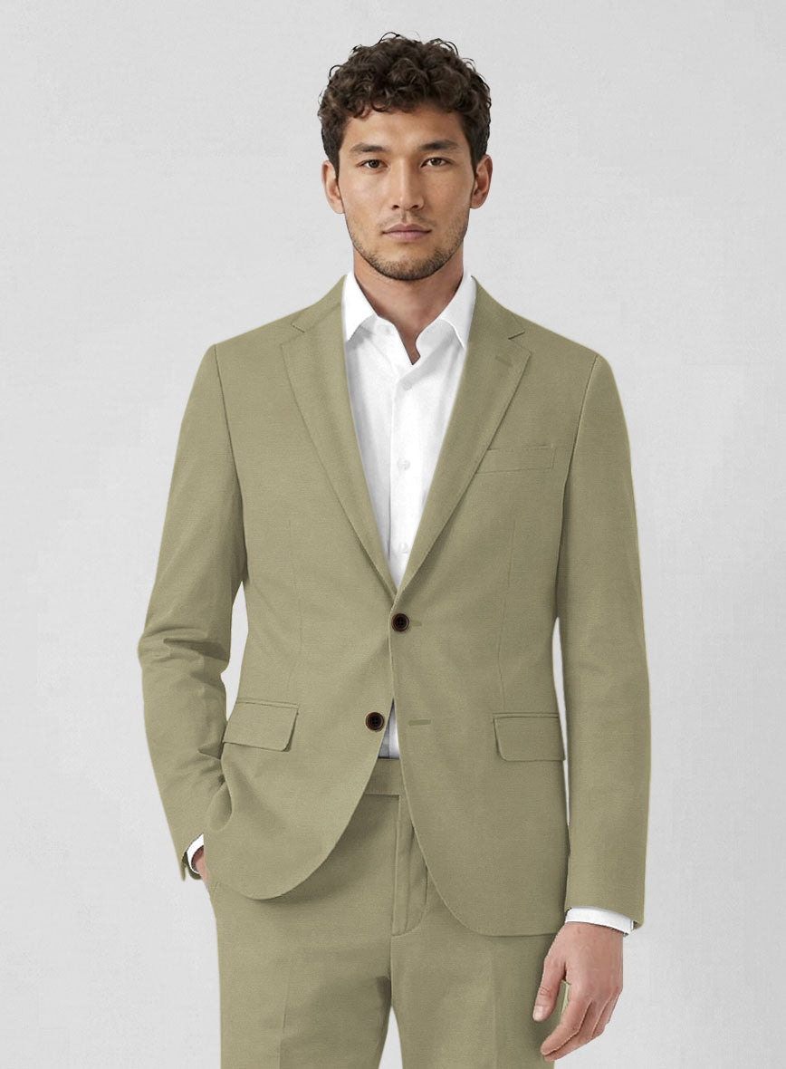 Italian Dark Tan Cotton Stretch Jacket - StudioSuits