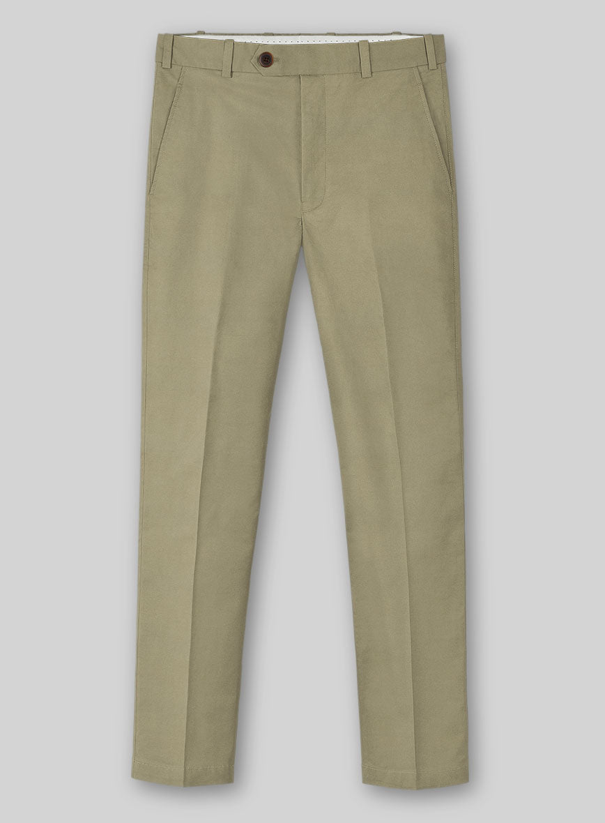 Italian Dark Tan Cotton Stretch Pants - StudioSuits