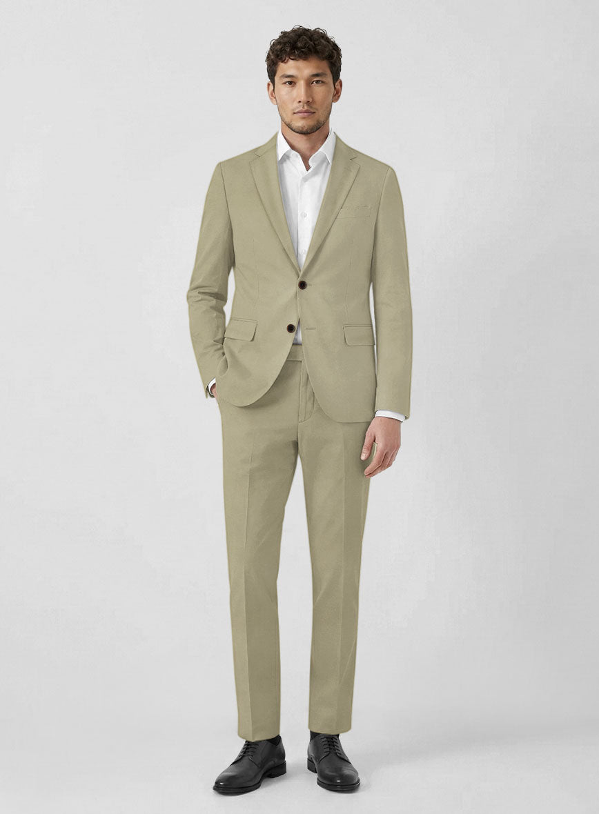 Italian Dark Tan Cotton Stretch Suit - StudioSuits