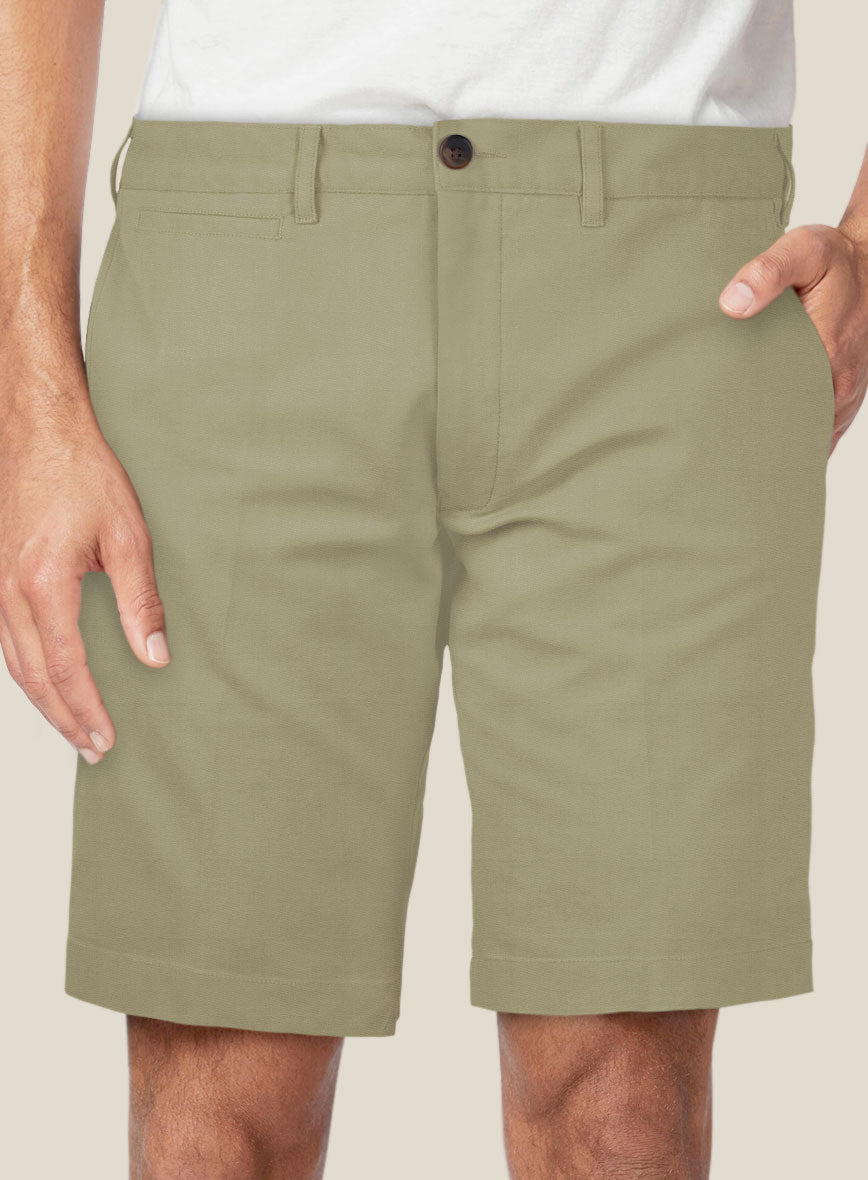 Italian Dark Tan Cotton Stretch Shorts - StudioSuits