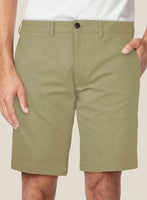 Italian Dark Tan Cotton Stretch Shorts - StudioSuits