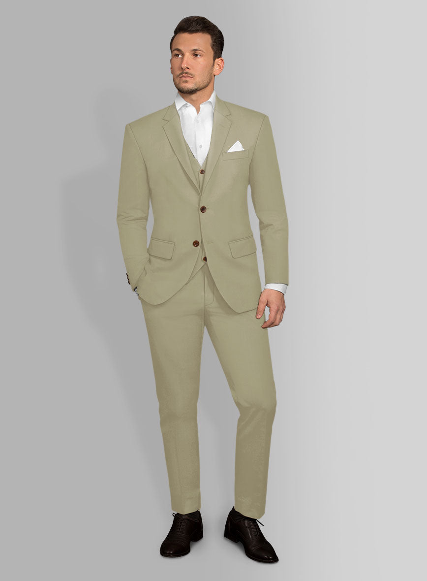 Italian Dark Tan Cotton Stretch Suit - StudioSuits