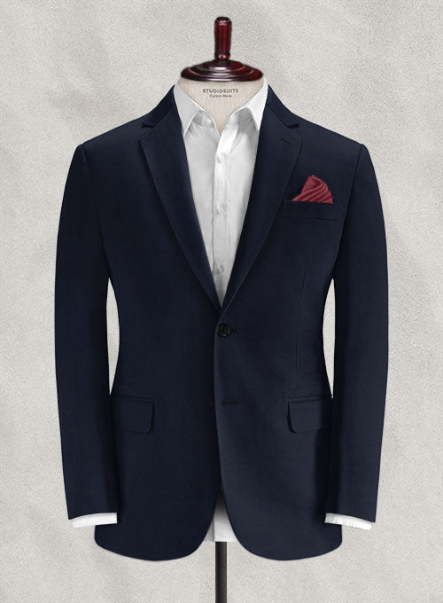 Italian Deep Navy Blue Cotton Stretch Suit - StudioSuits
