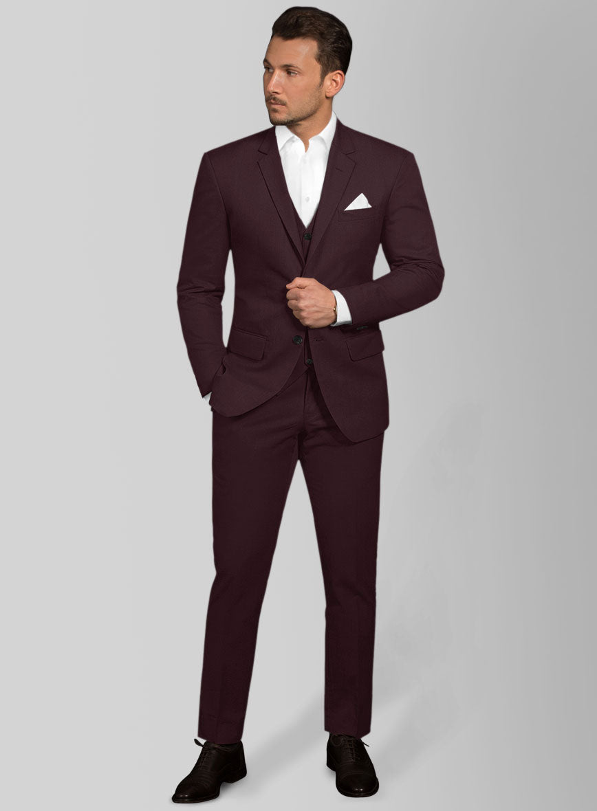 Italian Eggplant Cotton Stretch Suit - StudioSuits
