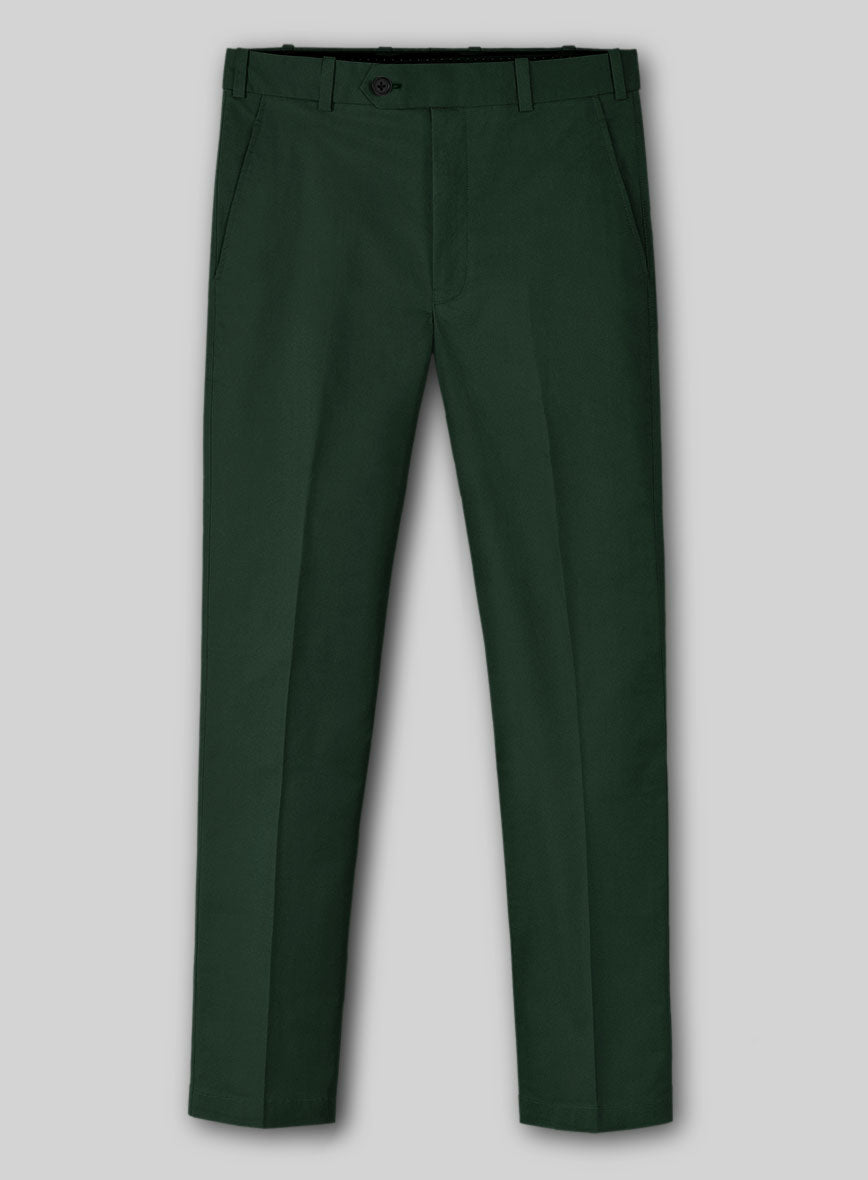 Italian Emerald Green Cotton Stretch Pants - StudioSuits