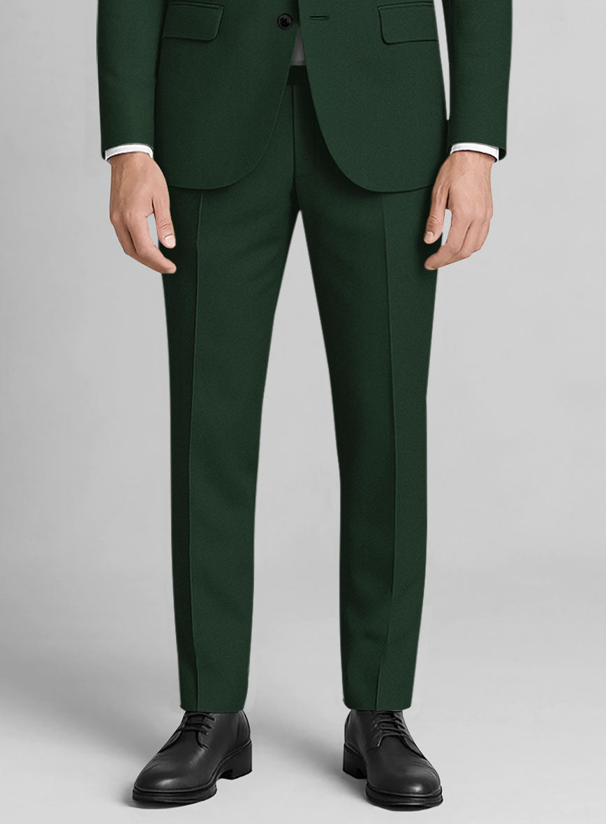 Italian Emerald Green Cotton Stretch Pants - StudioSuits