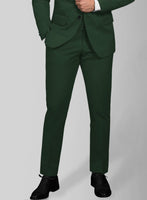 Italian Emerald Green Cotton Stretch Pants - StudioSuits