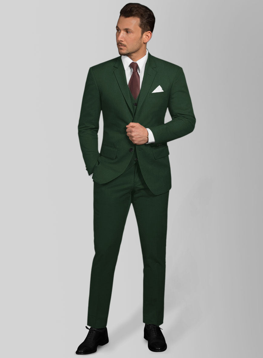 Men's Italian Emerald Green Cotton Stretch Suit by StudioSuits