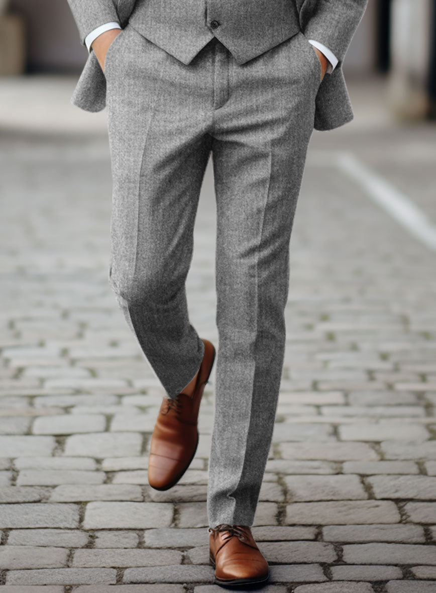Italian Empire Gray Tweed Pants - StudioSuits