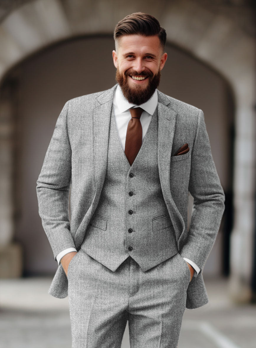 Italian Empire Gray Tweed Jacket - StudioSuits