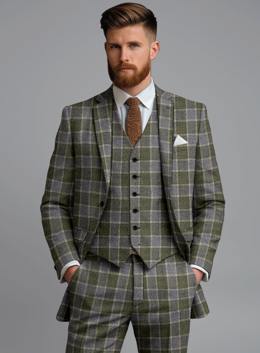 Italian Fabrizio Check Tweed Suit - StudioSuits