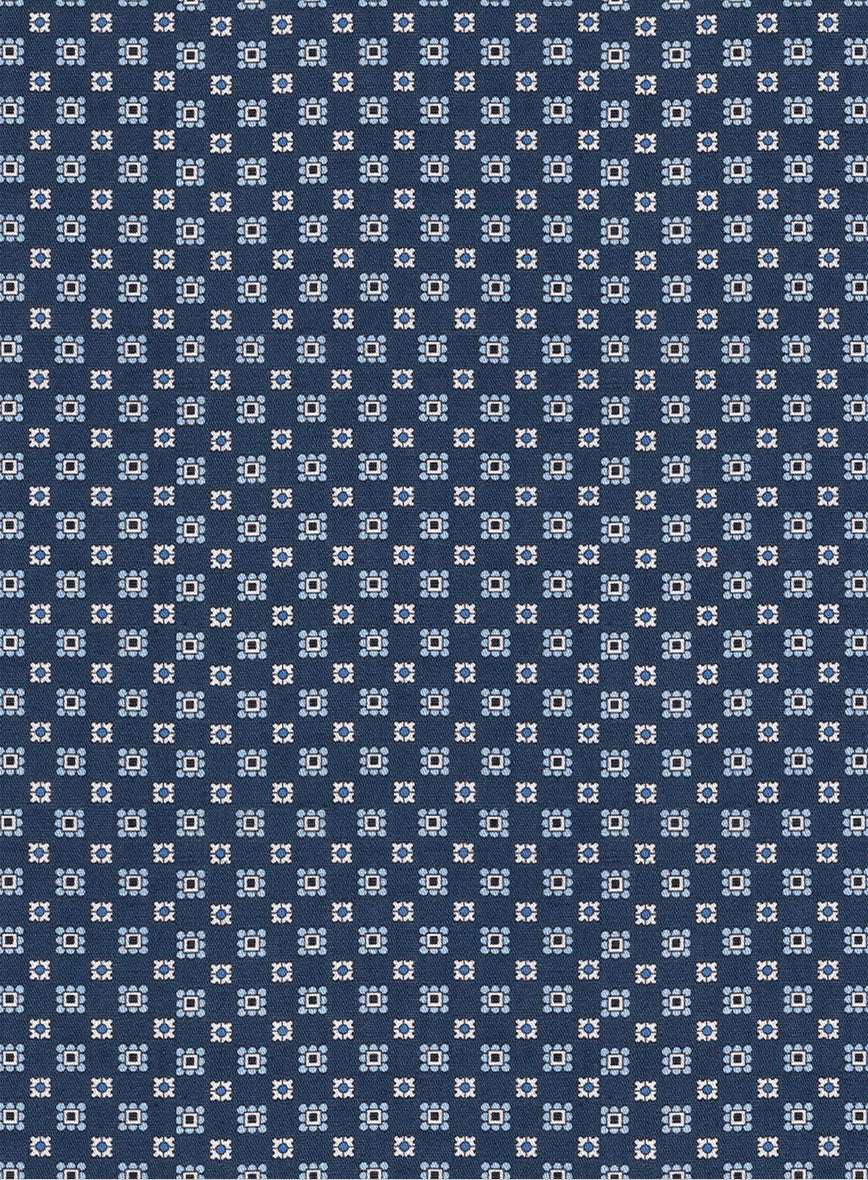 Italian Foulard Dark Blue Summer Linen Shirt - StudioSuits