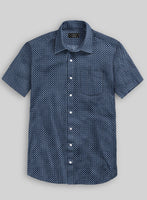 Italian Foulard Dark Blue Summer Linen Shirt - StudioSuits