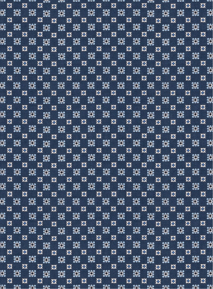 Italian Foulard Dark Blue Summer Linen Shirt - StudioSuits