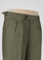 Italian French Green Linen Highland Trousers - StudioSuits