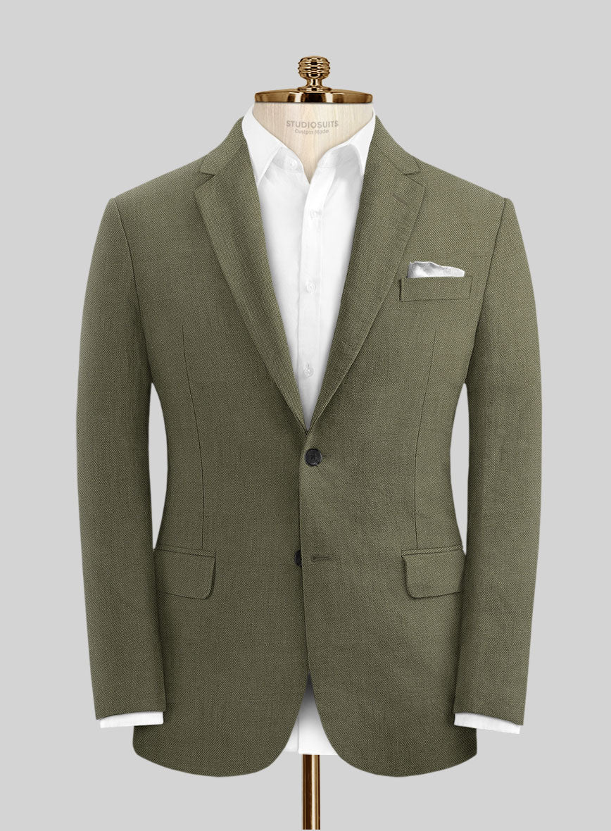 Italian French Green Linen Jacket - StudioSuits