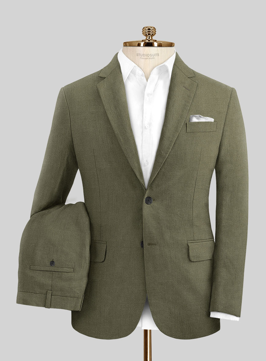 Italian French Green Linen Suit - StudioSuits