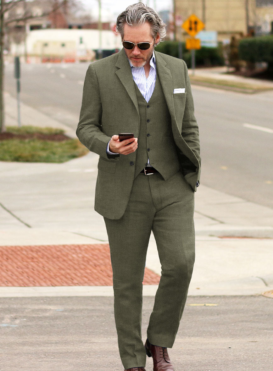 Italian French Green Linen Suit - StudioSuits