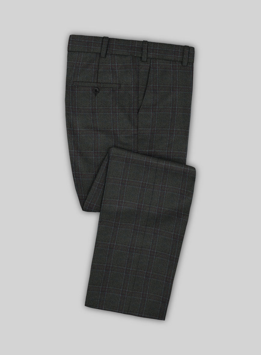 Italian Gaze Green Checks Flannel Suit - StudioSuits