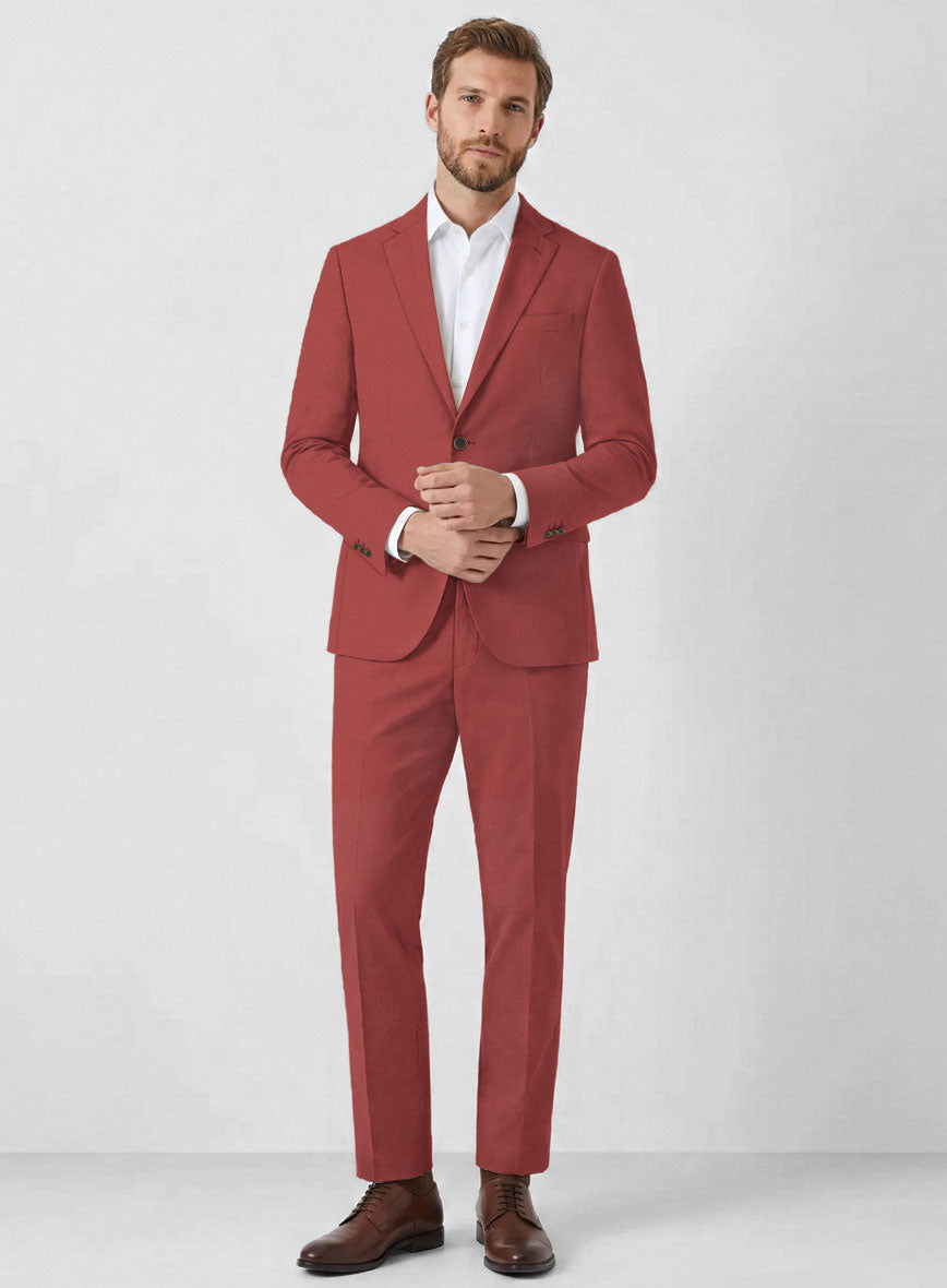 Italian Gimson Red Cotton Stretch Suit - StudioSuits