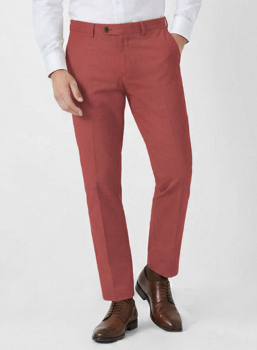 Italian Gimson Red Cotton Stretch Pants - StudioSuits