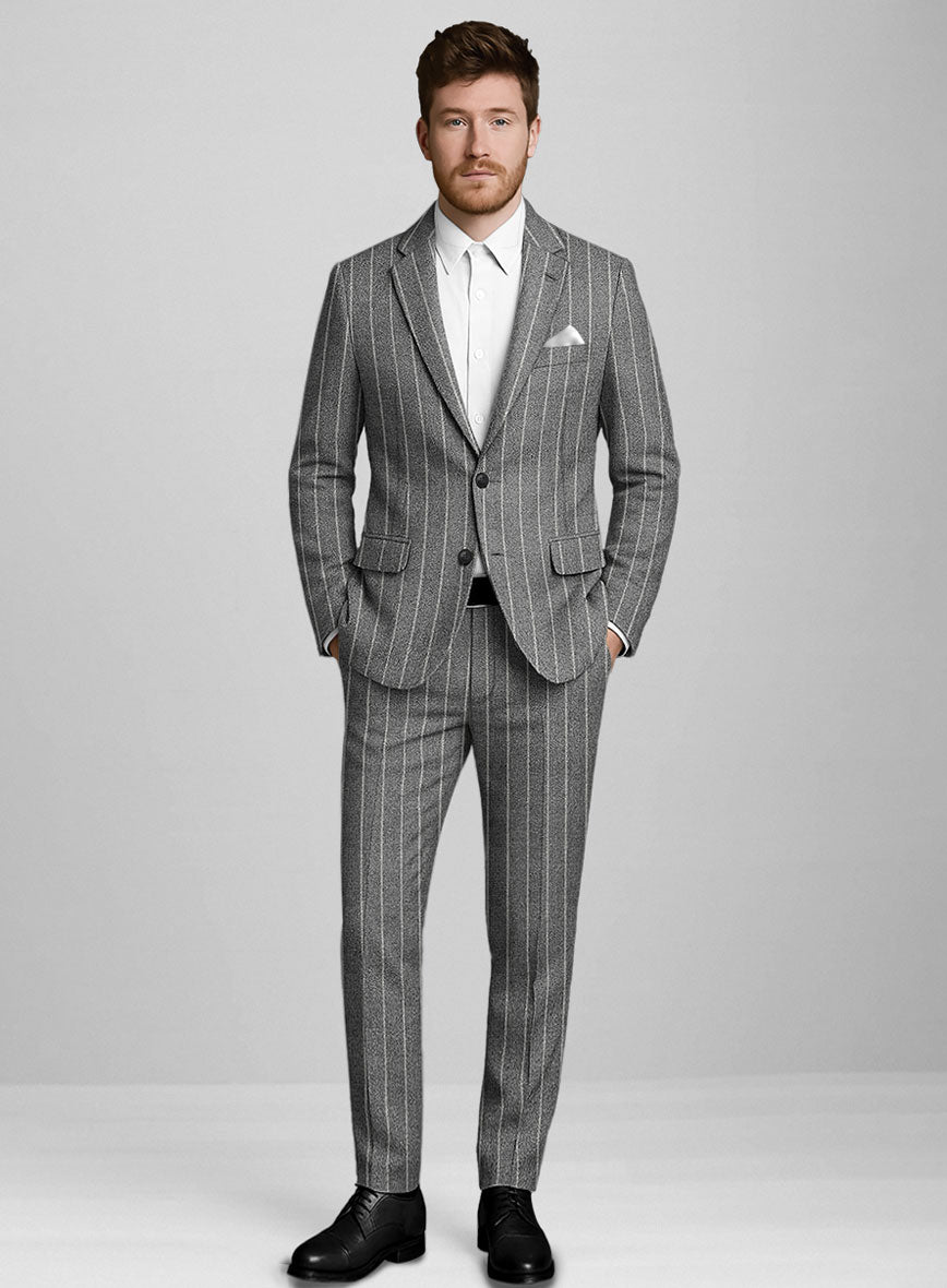 Italian Granite Rope Stripe Tweed Suit - StudioSuits