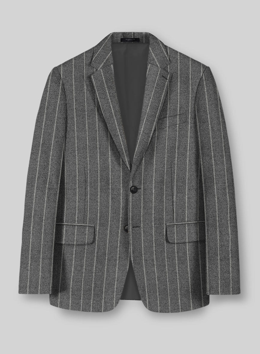 Italian Granite Rope Stripe Tweed Jacket - StudioSuits