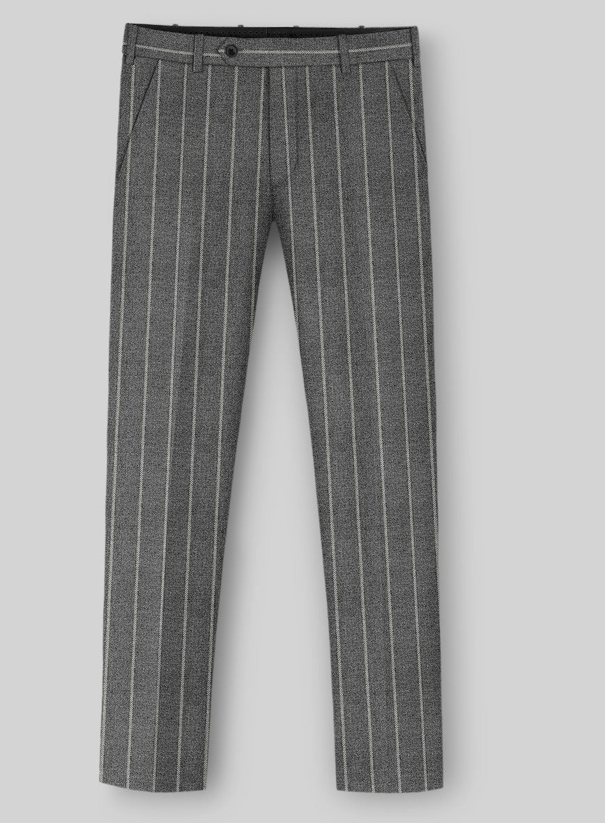 Italian Granite Rope Stripe Tweed Pants - StudioSuits