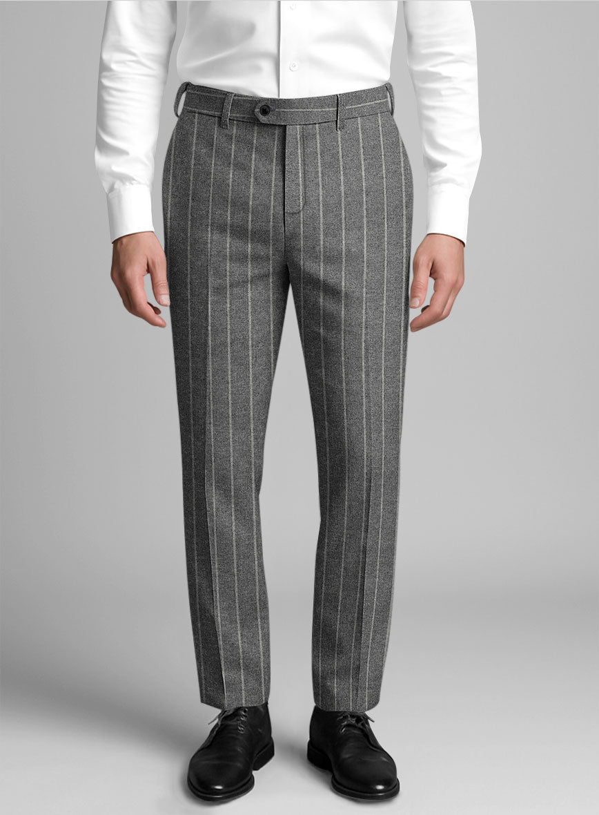 Italian Granite Rope Stripe Tweed Pants - StudioSuits