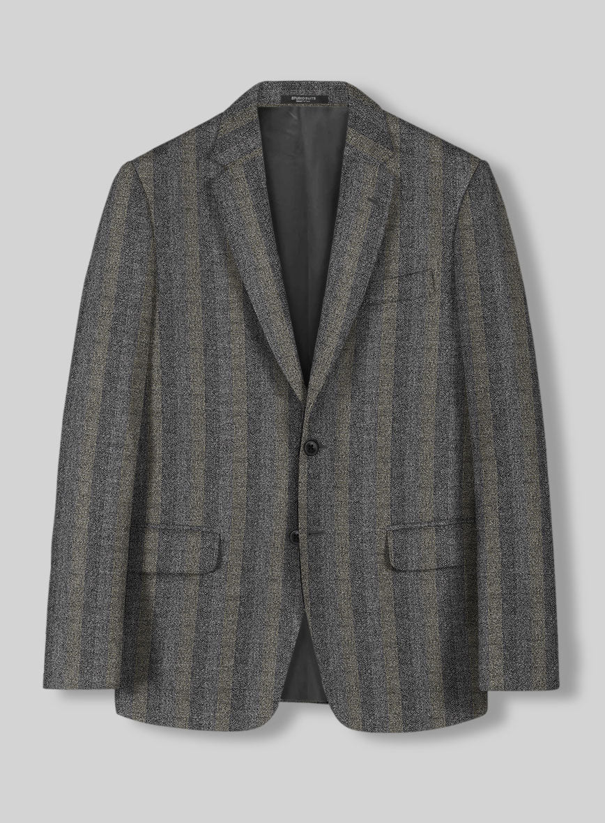Italian Gravelight Herringbone Tweed Jacket - StudioSuits