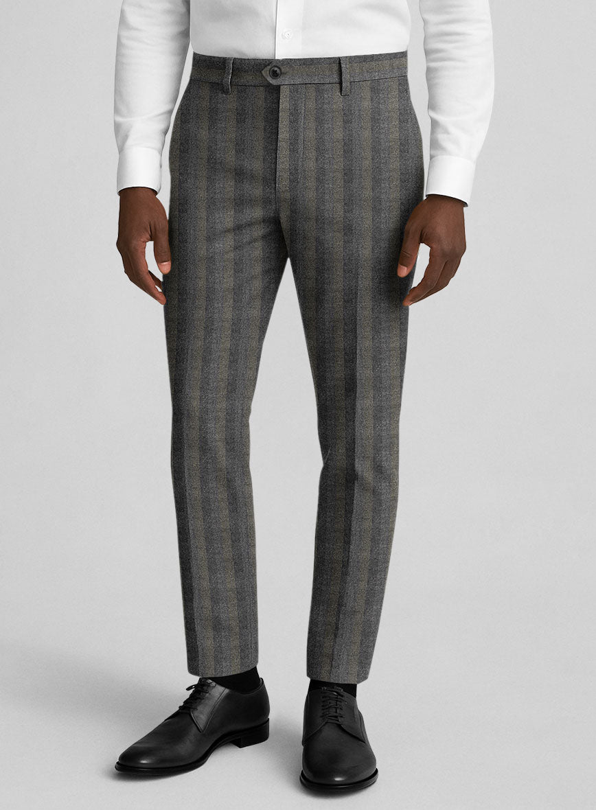Italian Gravelight Herringbone Tweed Pants - StudioSuits