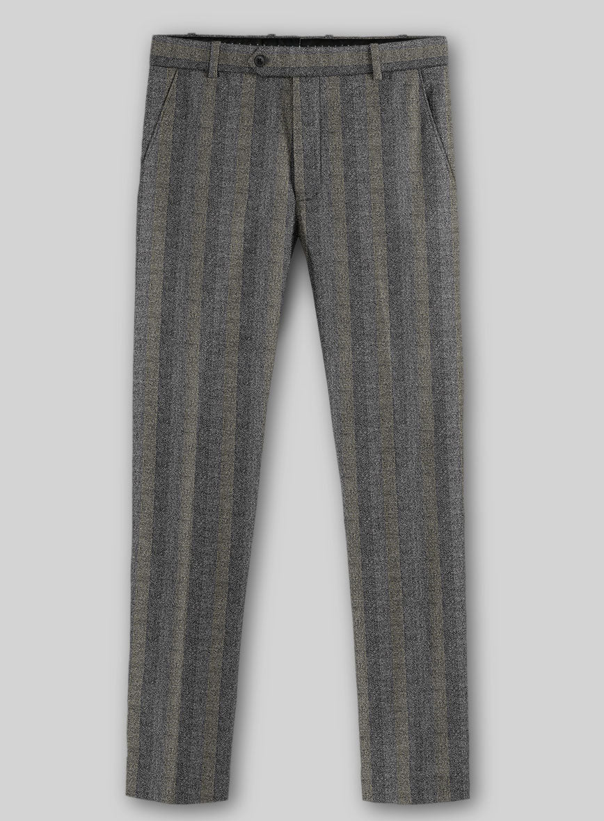 Italian Gravelight Herringbone Tweed Pants - StudioSuits