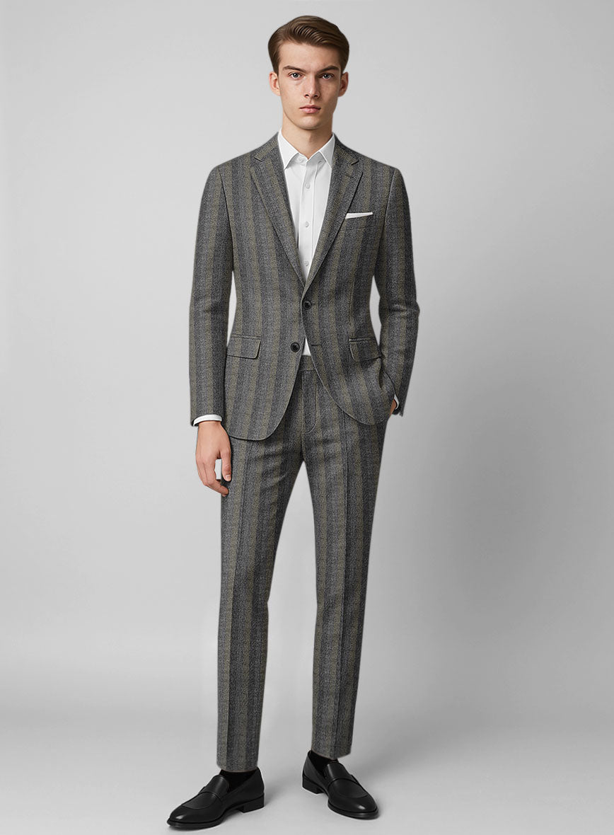 Italian Gravelight Herringbone Tweed Suit - StudioSuits