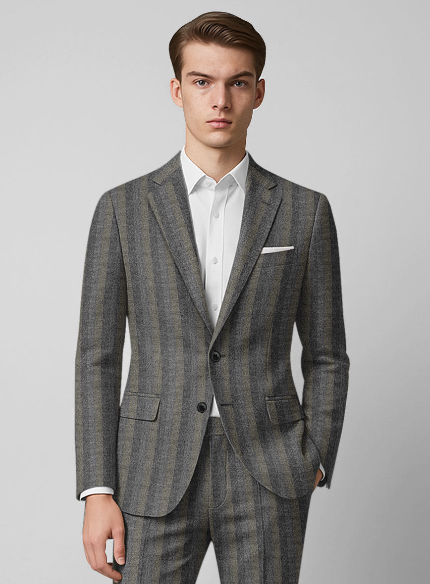 Italian Gravelight Herringbone Tweed Suit - StudioSuits