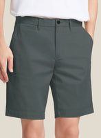 Italian Gray Cotton Stretch Shorts - StudioSuits