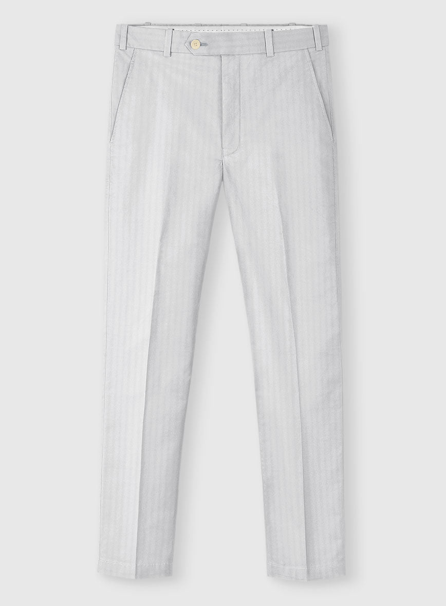Italian Gray Herringbone Cotton Suit - StudioSuits