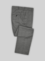 Italian Gray Herringbone Flannel Pants - StudioSuits
