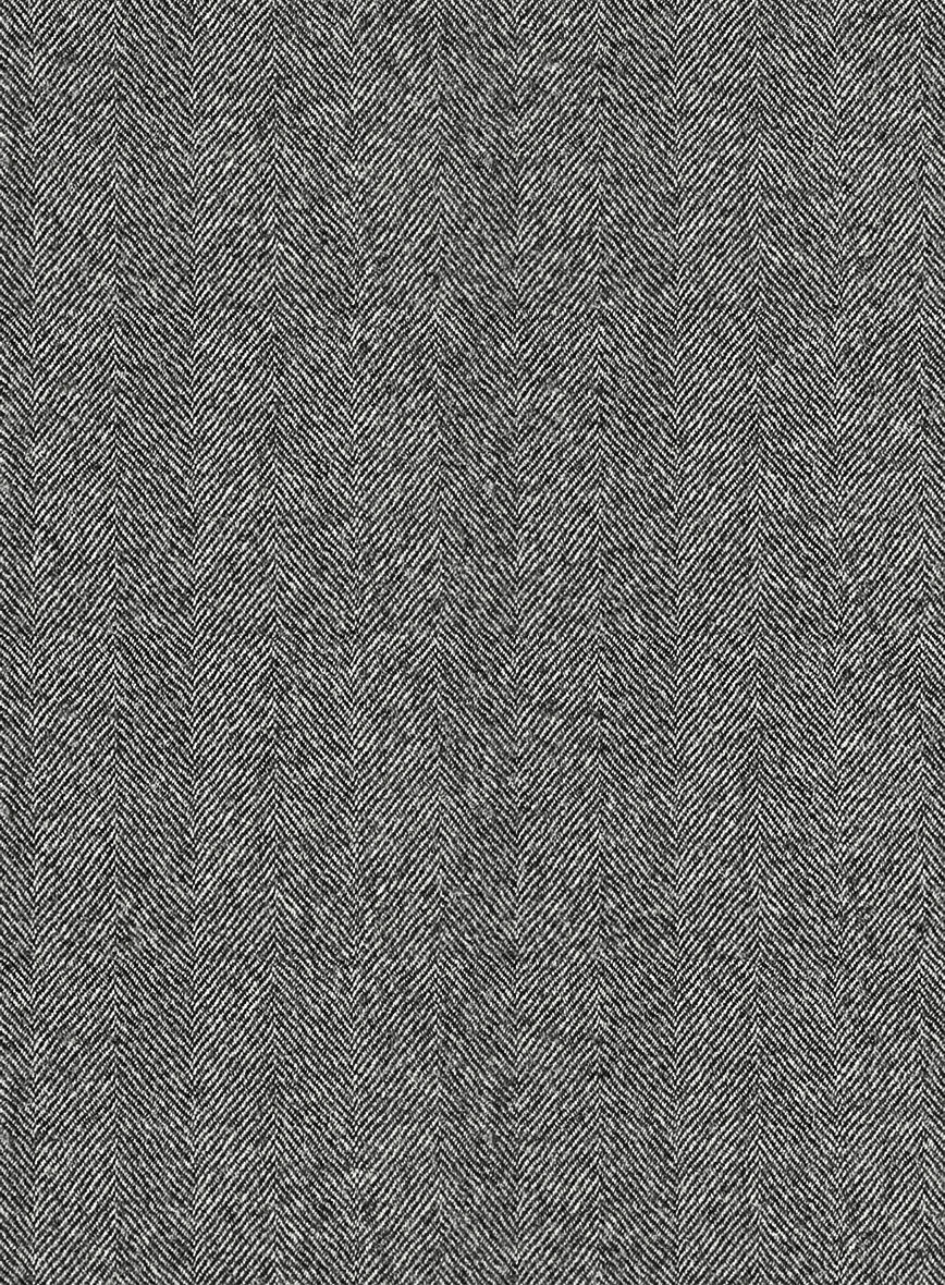Italian Gray Herringbone Flannel Pants - StudioSuits