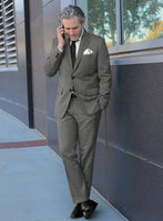 Italian Gray Herringbone Flannel Suit - StudioSuits
