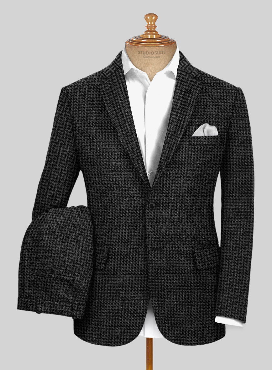 Italian Gray Houndstooth Tweed Suit - StudioSuits
