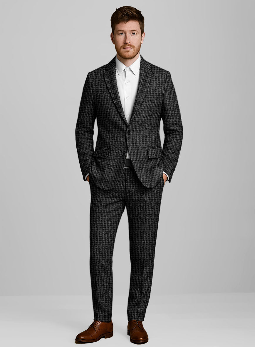 Italian Gray Houndstooth Tweed Suit - StudioSuits