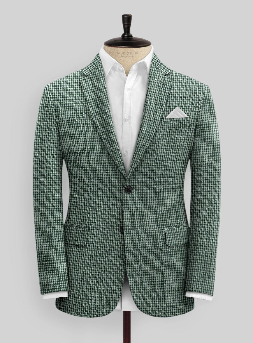 Italian Green Houndstooth Tweed Jacket - StudioSuits