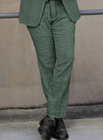 Italian Green Houndstooth Tweed Pants - StudioSuits
