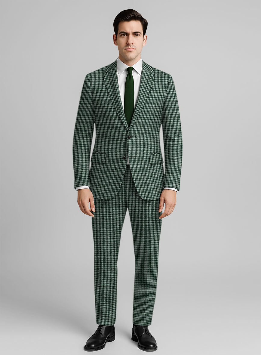 Italian Green Houndstooth Tweed Suit - StudioSuits