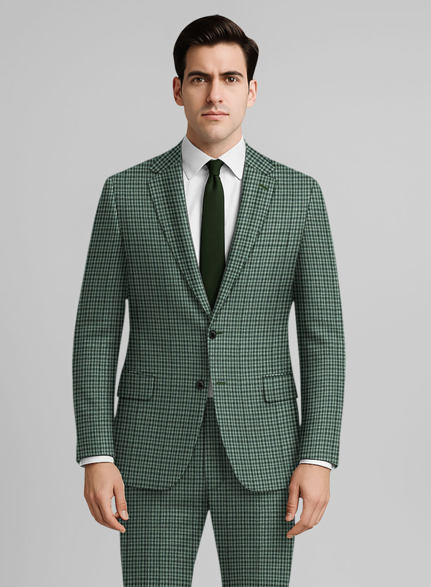Italian Green Houndstooth Tweed Suit - StudioSuits