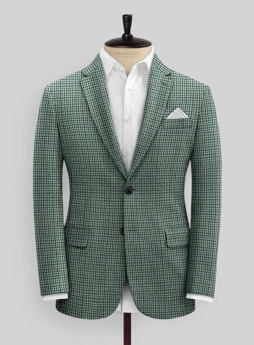 Italian Green Houndstooth Tweed Suit - StudioSuits