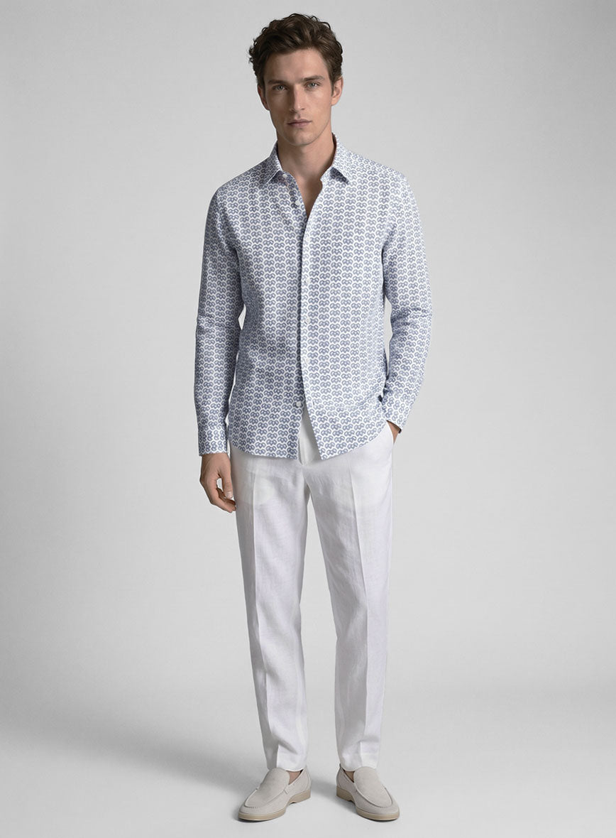 Italian Handcuffs Blue Summer Linen Shirt - StudioSuits