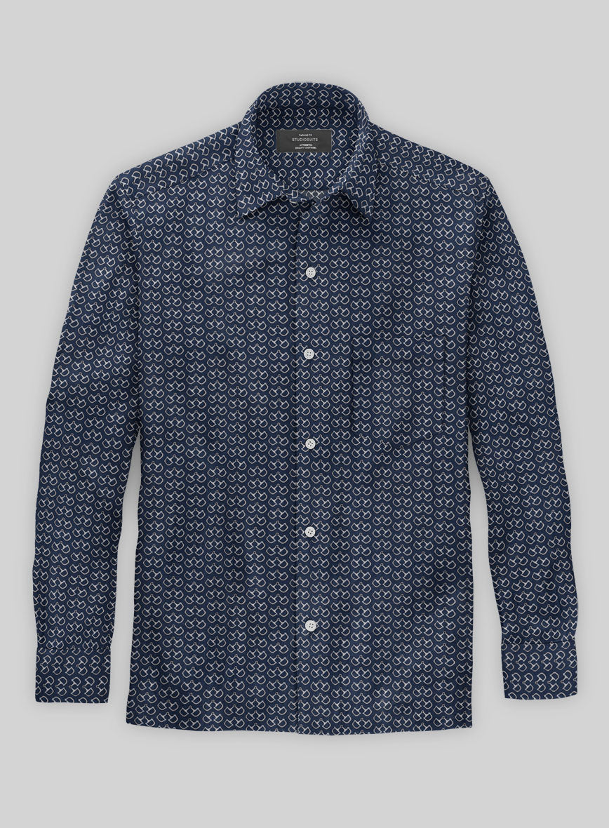 Italian Handcuffs Dark Blue Summer Linen Shirt - StudioSuits